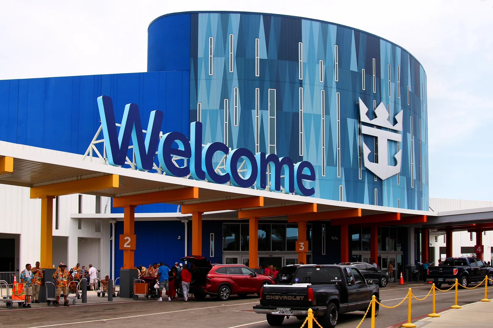 Cruise terminal building on the waterfront in Galveston, Texas