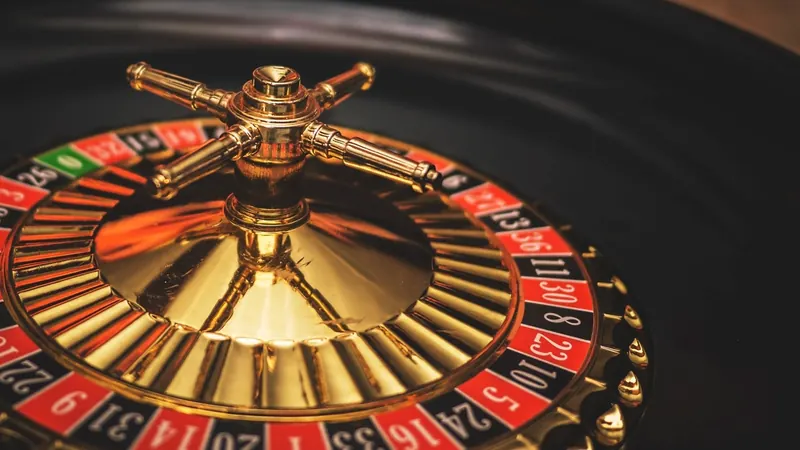 Close-up of a spinning roulette wheel