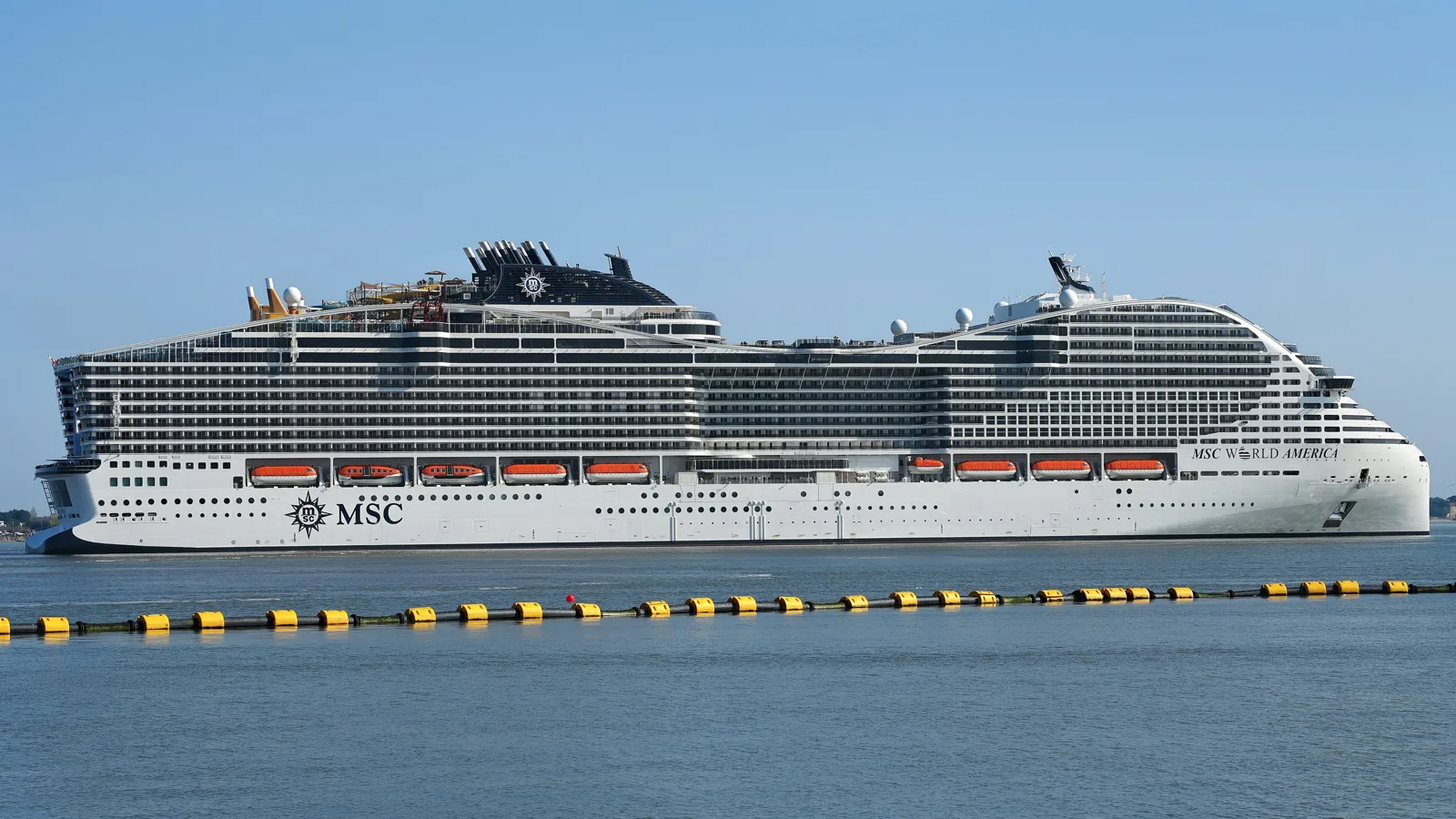 A new mega cruise ship at Saint-Nazaire, France, on her delivery day in March 2025